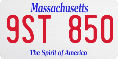 MA license plate 9ST850