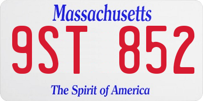 MA license plate 9ST852