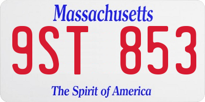 MA license plate 9ST853