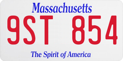 MA license plate 9ST854