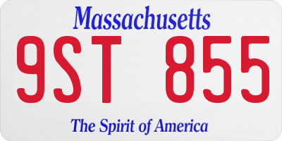 MA license plate 9ST855