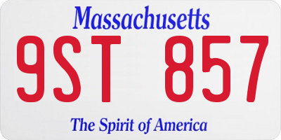 MA license plate 9ST857