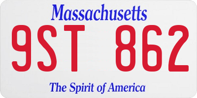 MA license plate 9ST862