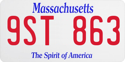 MA license plate 9ST863