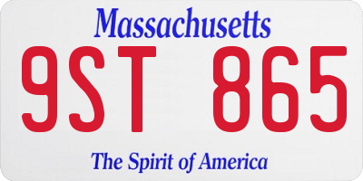 MA license plate 9ST865