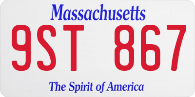 MA license plate 9ST867