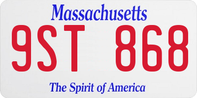 MA license plate 9ST868