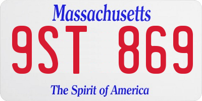 MA license plate 9ST869