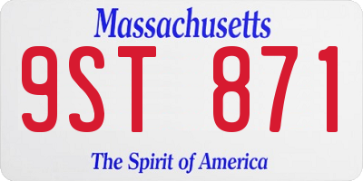 MA license plate 9ST871