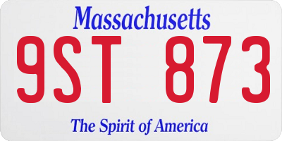 MA license plate 9ST873