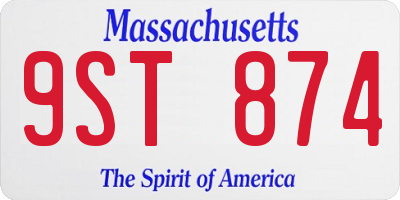MA license plate 9ST874