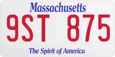 MA license plate 9ST875