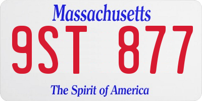 MA license plate 9ST877
