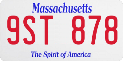 MA license plate 9ST878