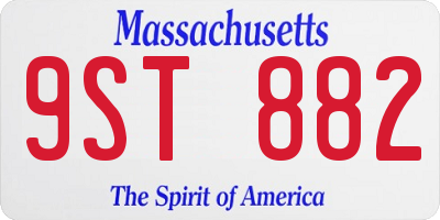 MA license plate 9ST882