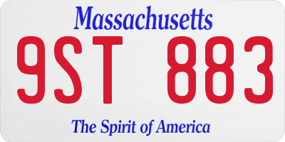 MA license plate 9ST883