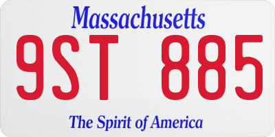MA license plate 9ST885
