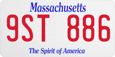 MA license plate 9ST886