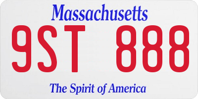 MA license plate 9ST888