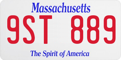 MA license plate 9ST889