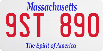 MA license plate 9ST890