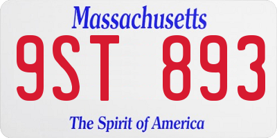 MA license plate 9ST893