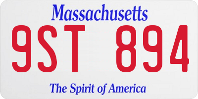 MA license plate 9ST894