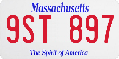 MA license plate 9ST897
