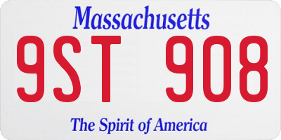 MA license plate 9ST908