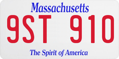MA license plate 9ST910