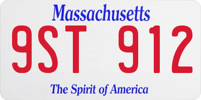 MA license plate 9ST912