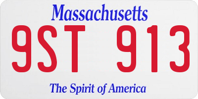 MA license plate 9ST913