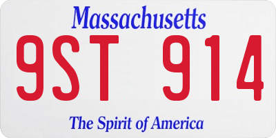 MA license plate 9ST914