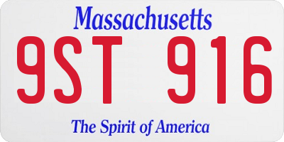 MA license plate 9ST916