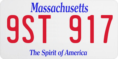 MA license plate 9ST917
