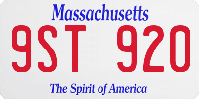 MA license plate 9ST920