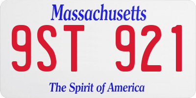 MA license plate 9ST921