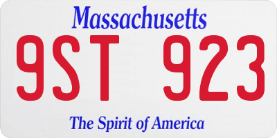 MA license plate 9ST923