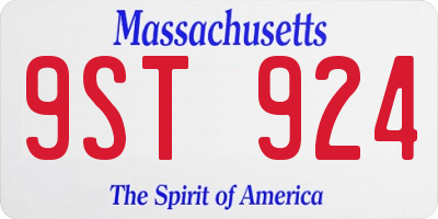 MA license plate 9ST924