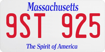 MA license plate 9ST925