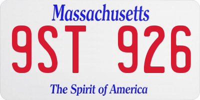 MA license plate 9ST926