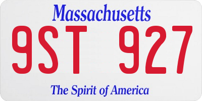 MA license plate 9ST927
