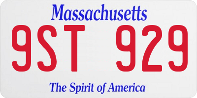 MA license plate 9ST929