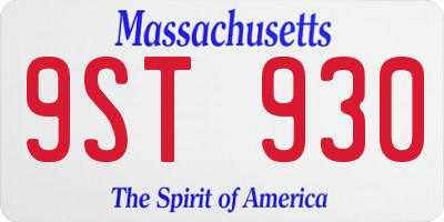 MA license plate 9ST930
