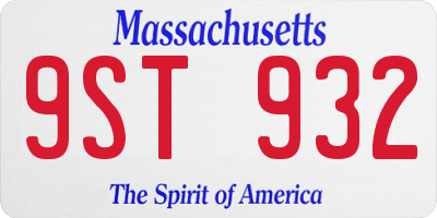 MA license plate 9ST932