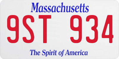 MA license plate 9ST934