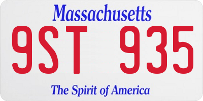 MA license plate 9ST935