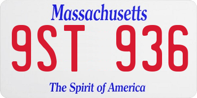 MA license plate 9ST936