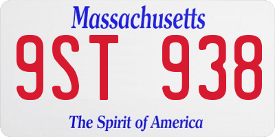 MA license plate 9ST938