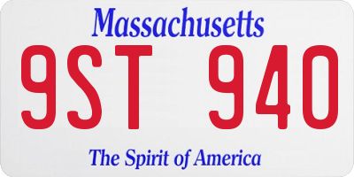 MA license plate 9ST940